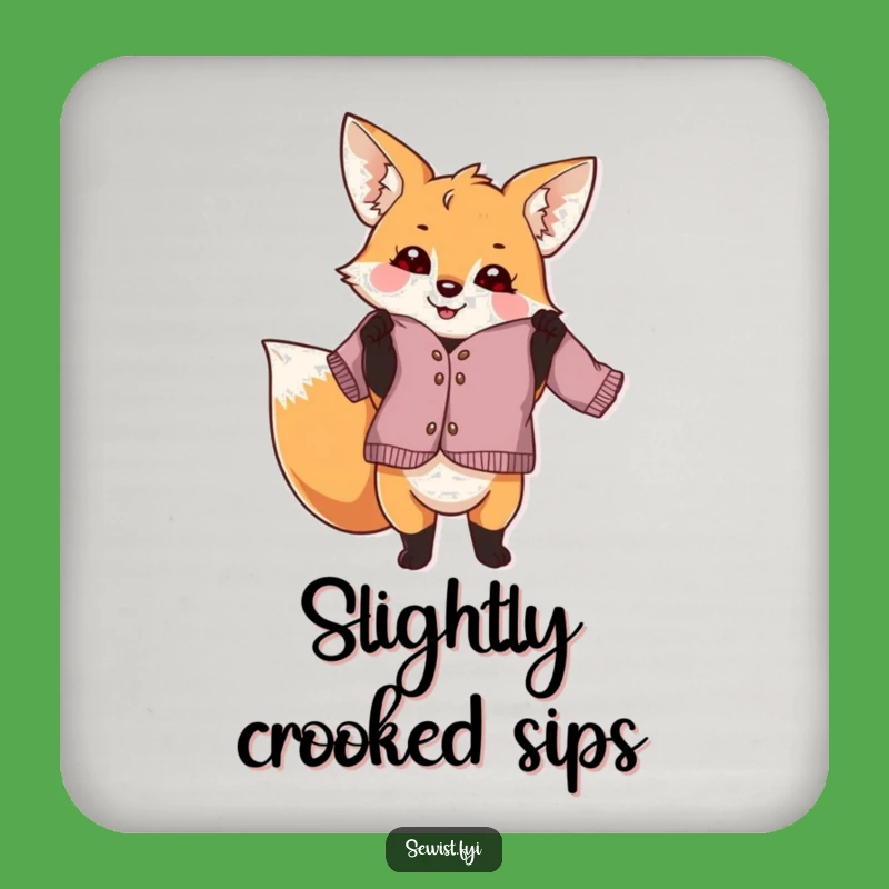 Funny Fox Dressmaker Drink Coaster: Protect Surfaces with Playful Pride