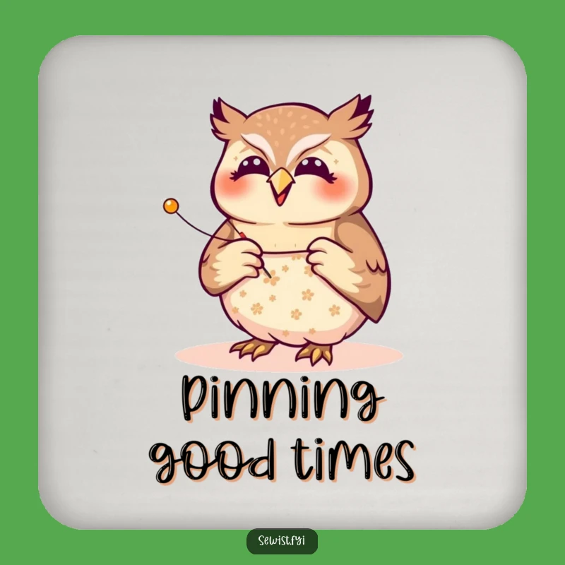 Funny Owl Seamstress Drink Coaster: Protect Surfaces with Precision