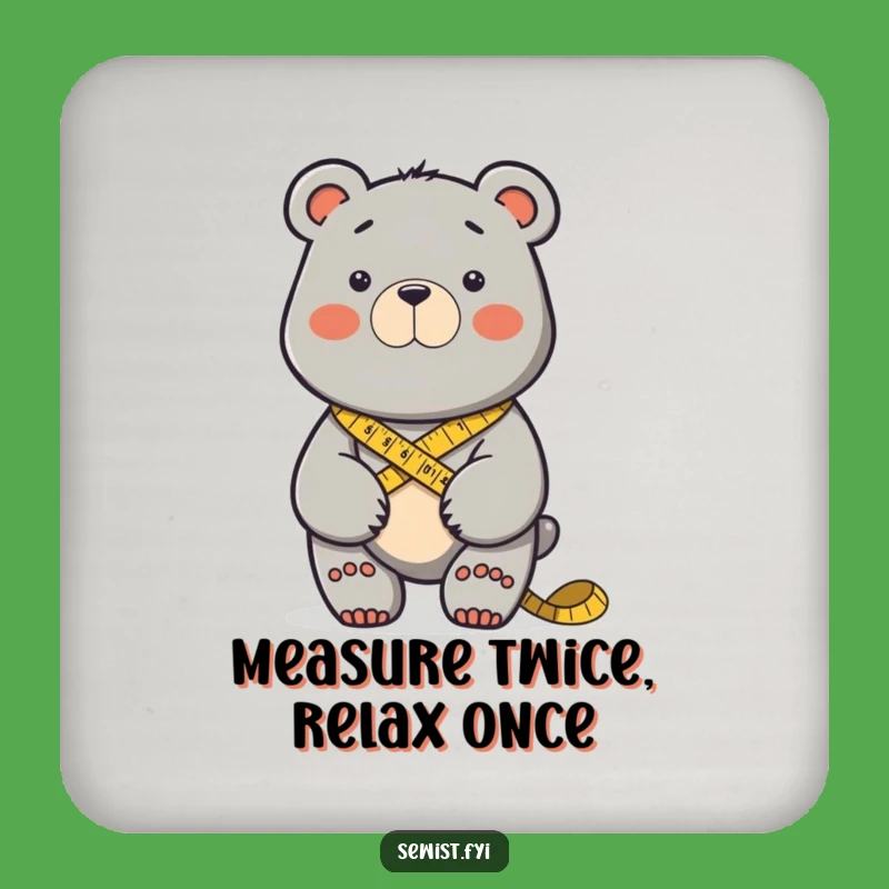 Funny Determined Bear Sewing Coaster: Hilarious Protection for Your Workspace