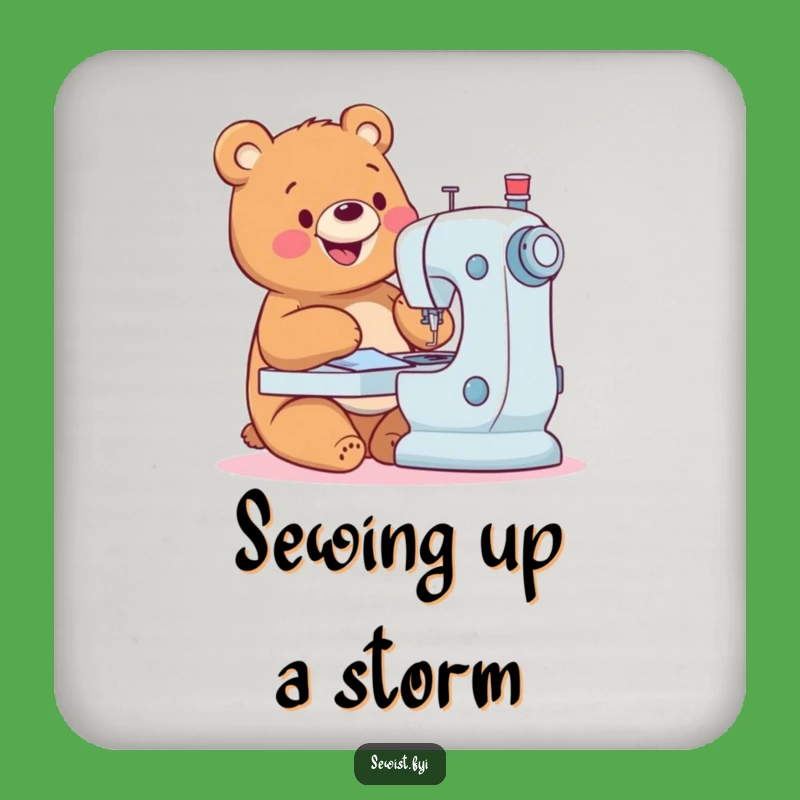 Funny Happy Bear Coaster: Protect Surfaces with Stitching Fun, Chic Funny Gift