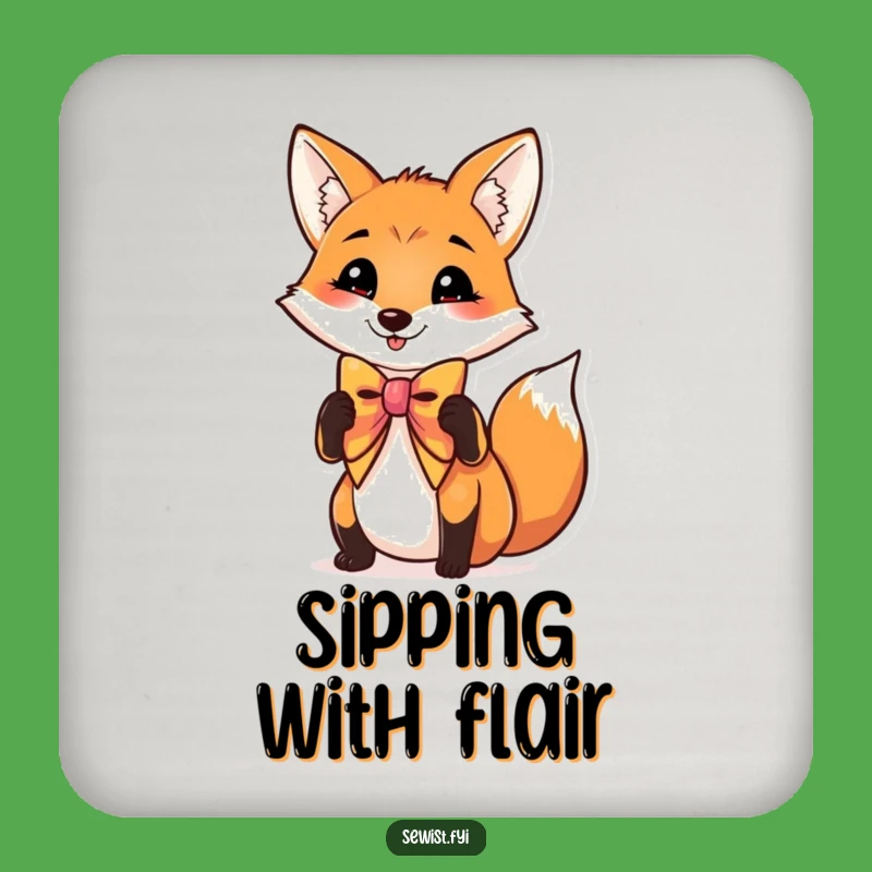 Funny Fox Bow Tie Coaster - Protect Surfaces with Dapper Humor