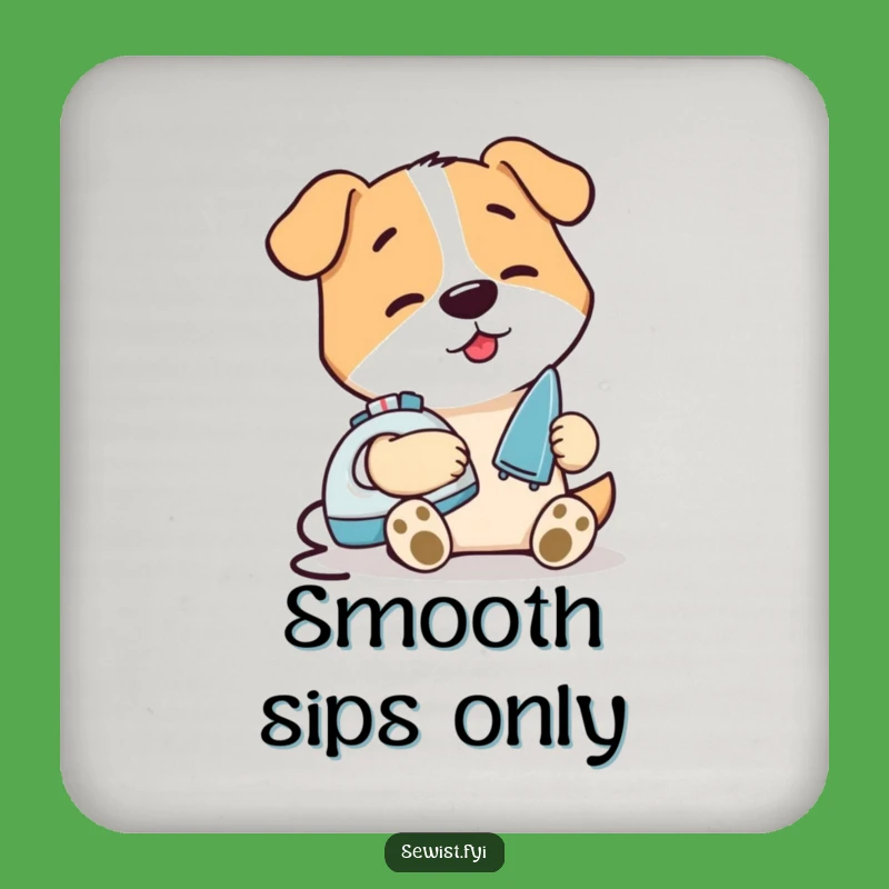Funny Dog Ironing Seam Coaster, Domestic Humor Table Protector, Perfect Funny Gift