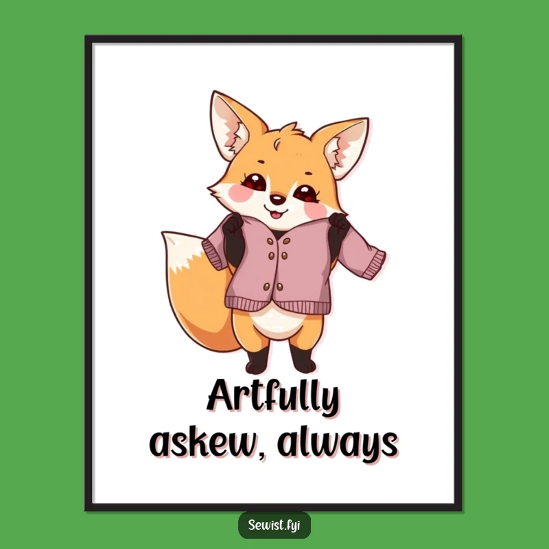 Funny Fox Dressmaker Poster: Whimsical Wall Art for Creative Spaces