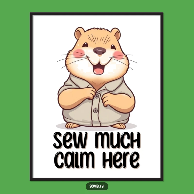 Funny Capybara Poster: Calm Sewing Art for a Peaceful Space