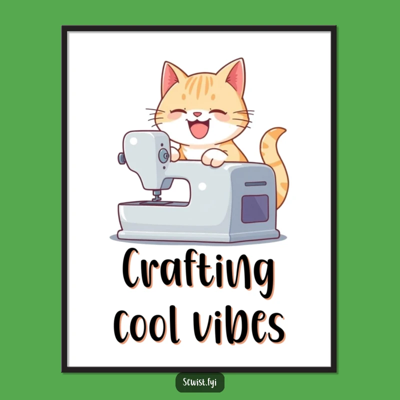 Funny Cat Sewing Art Poster - Hilarious Decor for Craft Rooms