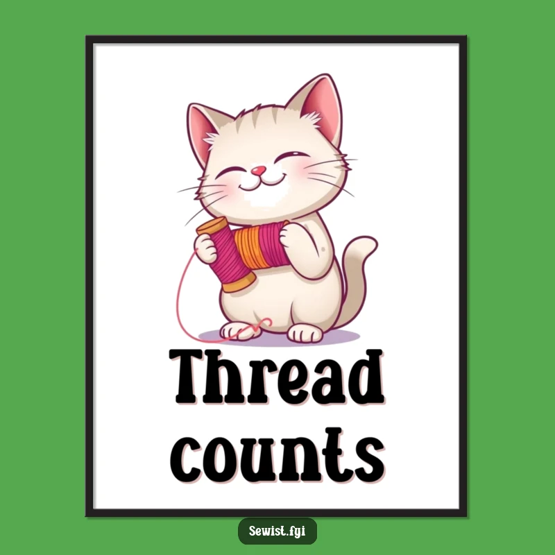 Funny Cat Stitching Poster: Whimsical Wall Art for Your Creative Space