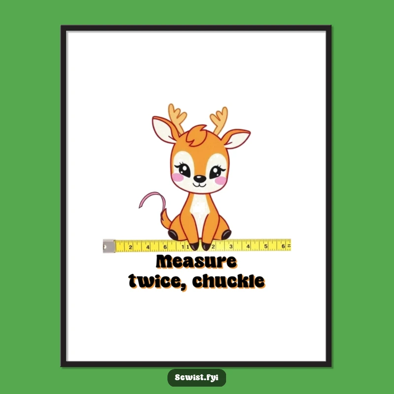 Funny Deer Measuring Tape Poster, Craft Humor Art, Great Funny Gift Decor