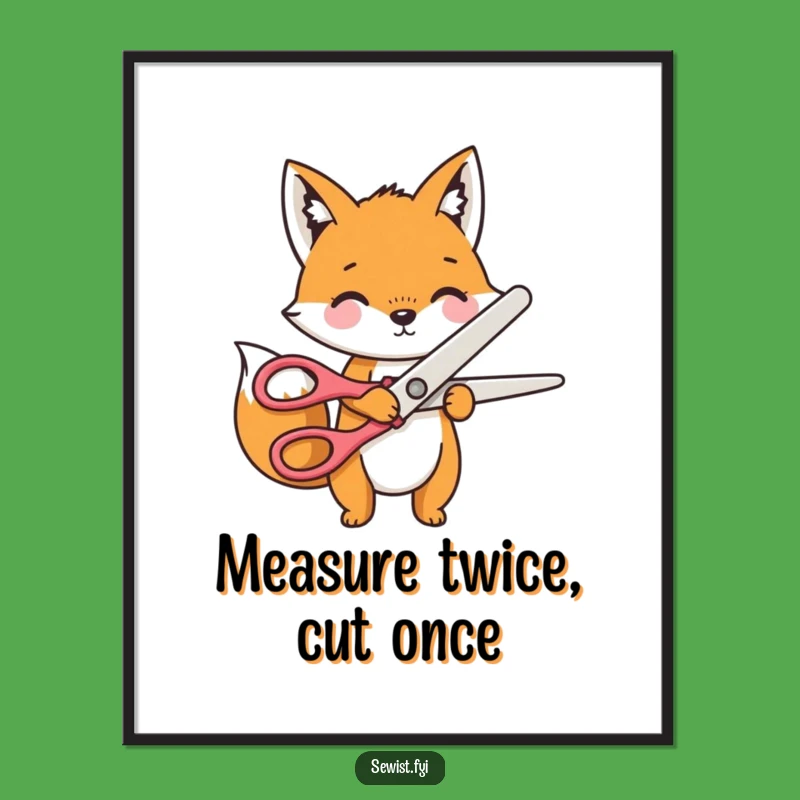 Funny Fox Tailor Poster: Playful Art of Character Cutting Fabric, Gift