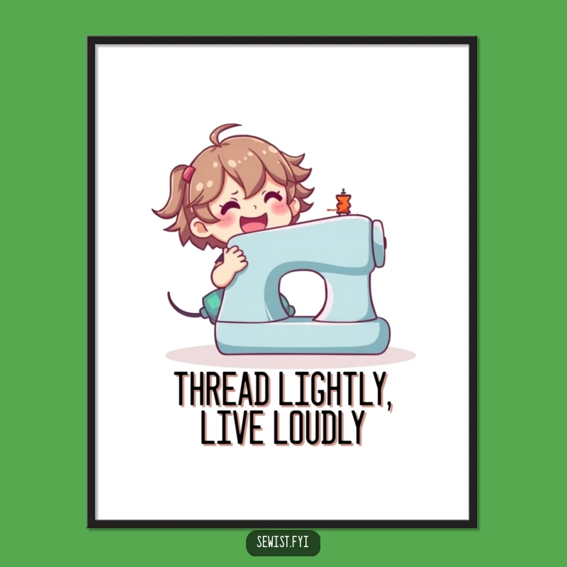 Funny Sewing Machine Poster: Enthusiastic Crafter Art, Hilarious Gift!