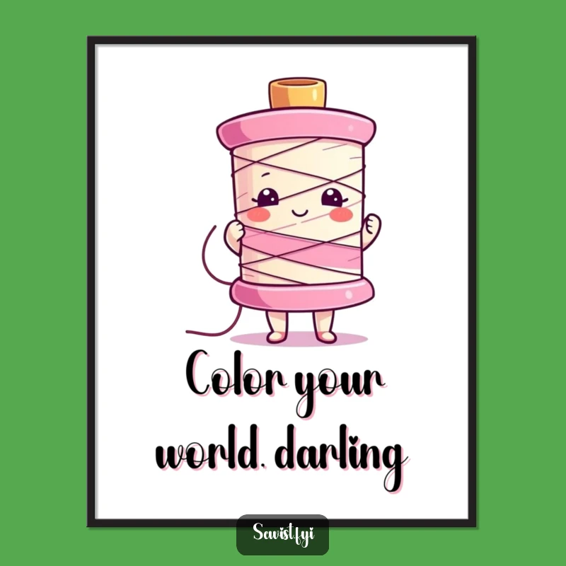 Funny Sewing Spool Art Poster - Vibrant Decor for Craft Spaces