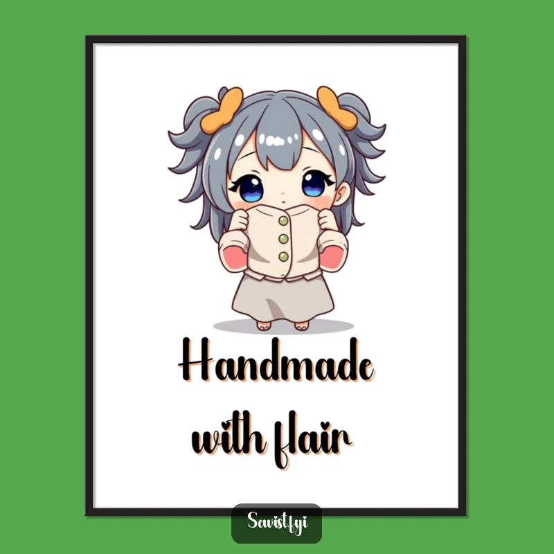 Funny Sewing Poster: Motivational Art Of Proud Character With Finished Garment, Wall Decor