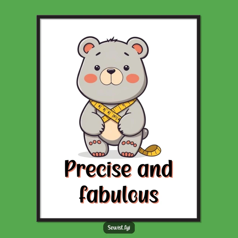 Funny Determined Bear Sewing Poster: Hilarious Art for Craft Rooms