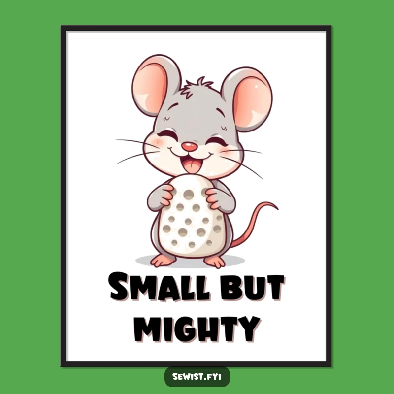 Funny Mouse Crafter Poster: Delighted Art of Character with Thimble, Gift