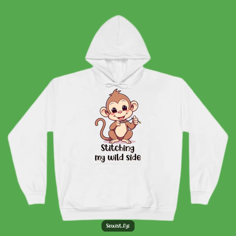 Cozy Funny Monkey Zigzag Hoodie: Playful Primate Stays Warm, Craft Gift