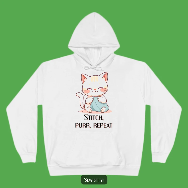 Funny Cat Sewing Hoodie: Cozy and Warm, Happy Kitty Stitching, Perfect Crafter Gift