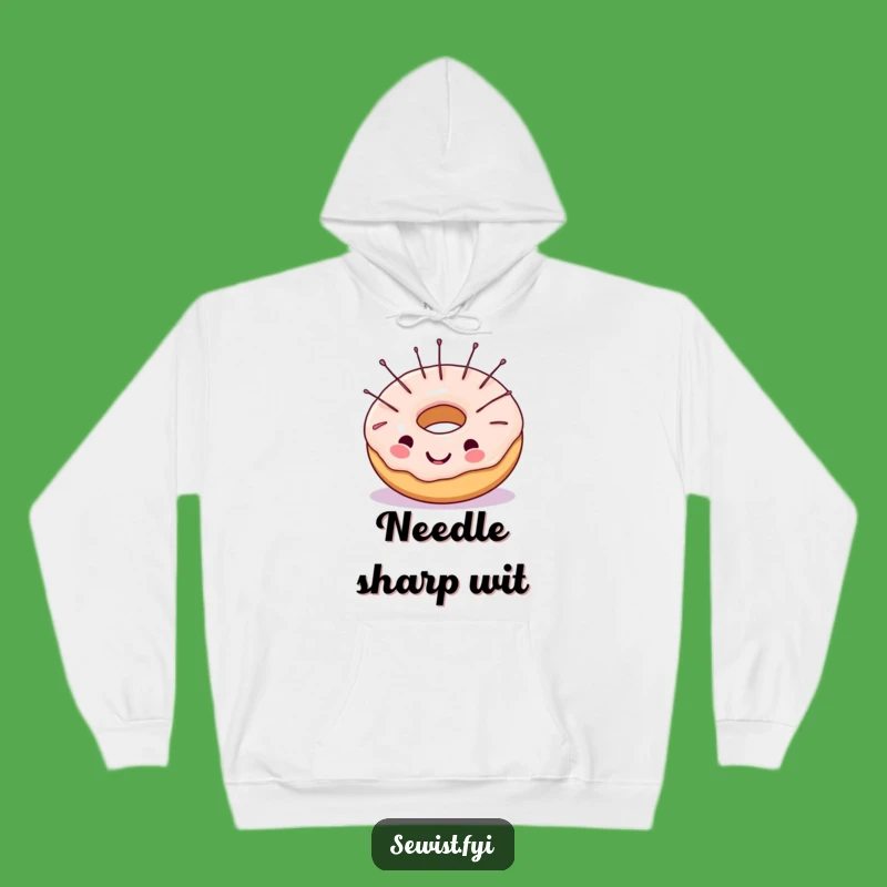 Funny Hoodie: Cheerful Donut Sewing Needles, Cozy Crafter Apparel Gift