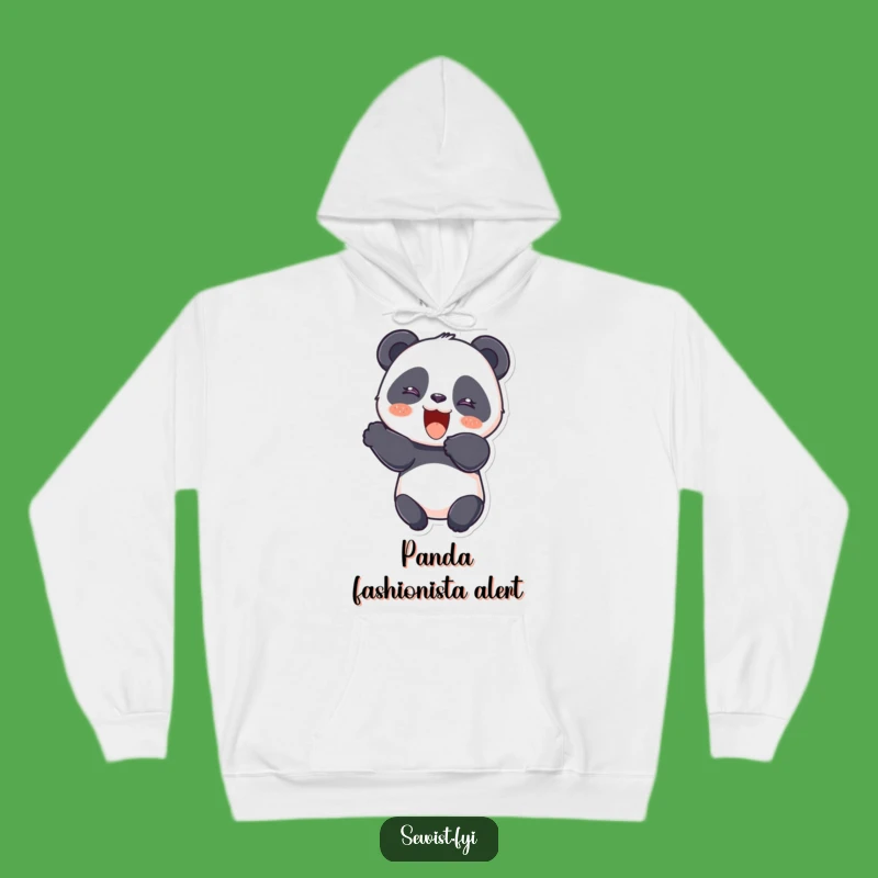 Funny Panda Seamstress Hoodie: A Giggling Panda Cutting Fabric With Joy