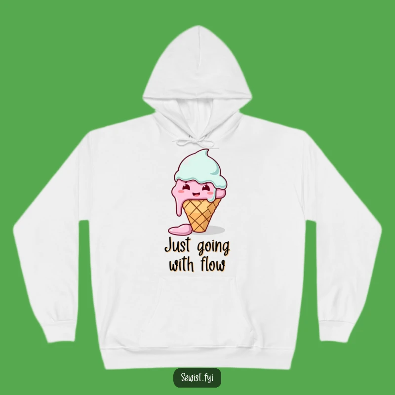 This funny hoodie features a melting ice cream cone hilariously struggling to sew a straight line. It’s perfect for crafters and makes a wonderfully funny gift.