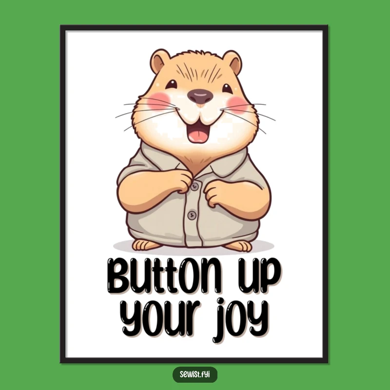 Free Printable Wall Art: Capybara Sewing Button Decor, DIY Gift