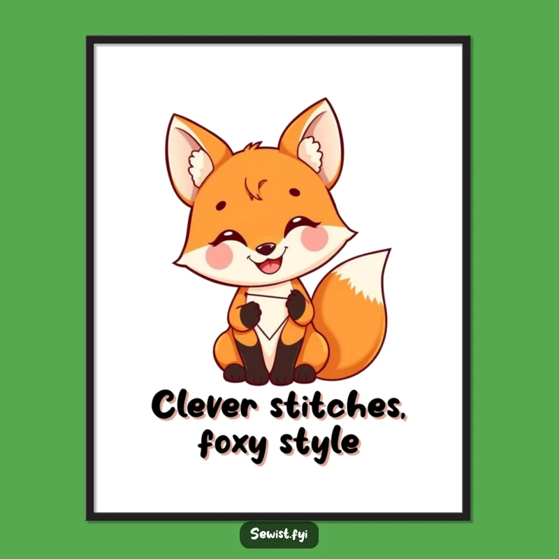 Free Printable Wall Art: Fox Stitching Patch Funny Downloadable Decor