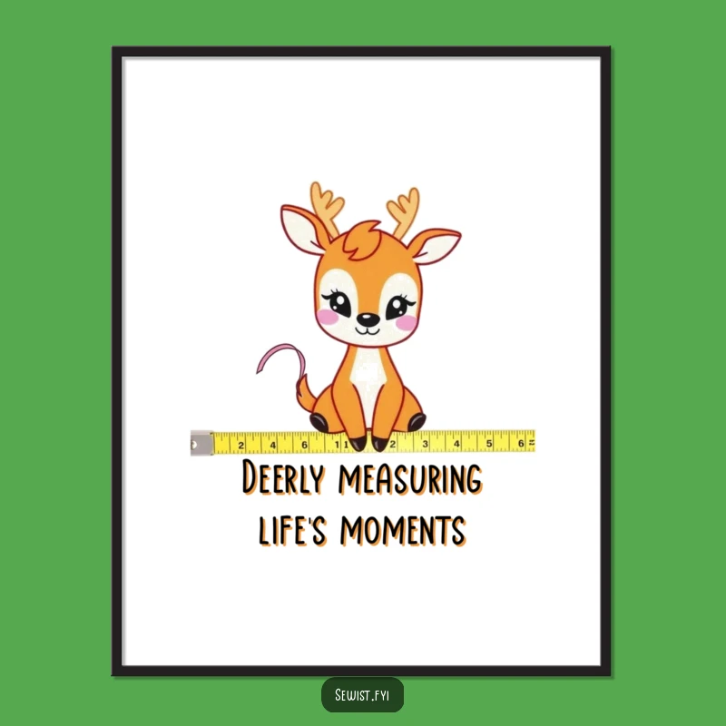 Funny Free Printable Wall Art: Deer Measuring Fabric, Hilarious Downloadable Decor