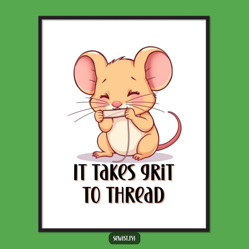 Free Printable Mouse Stitching Art - Focused Downloadable Wall Decor