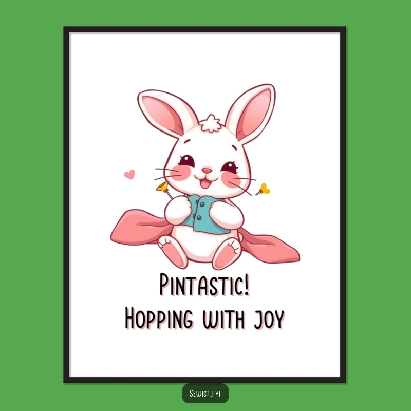 Free Printable Wall Art: Bunny Pinning Fabric Funny Downloadable Decor