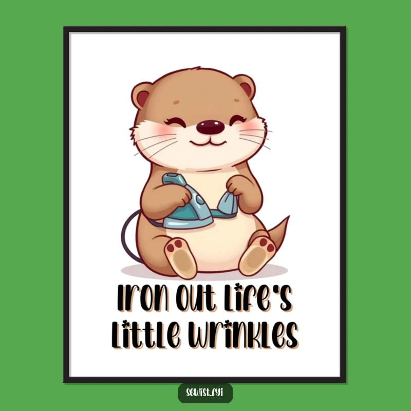 Free Printable Wall Art: Content Otter Ironing, Funny Downloadable Decor