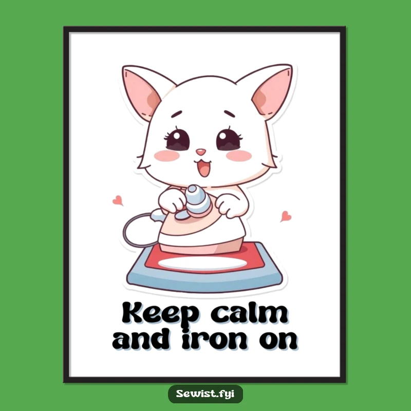 Free Printable Wall Art: Enthusiastic Ironing Character - Funny Downloadable Decor