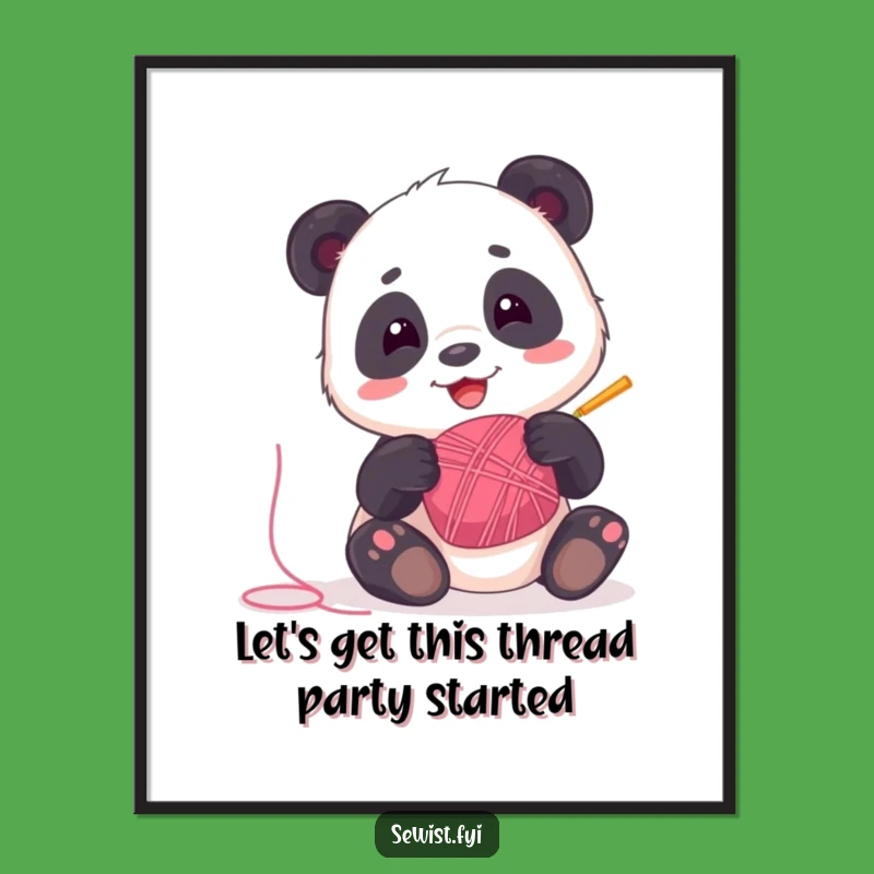 Free Printable Wall Art: Playful Panda Thread Decor, DIY Gift