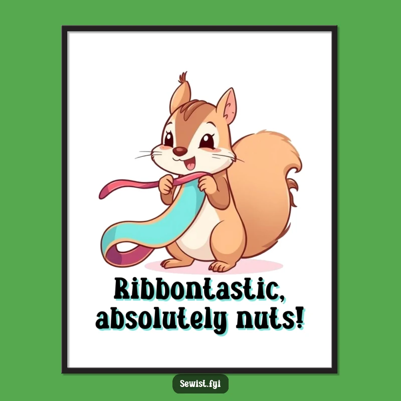 Free Printable Funny Wall Art: Mischievous Squirrel's Ribbon Day Decor
