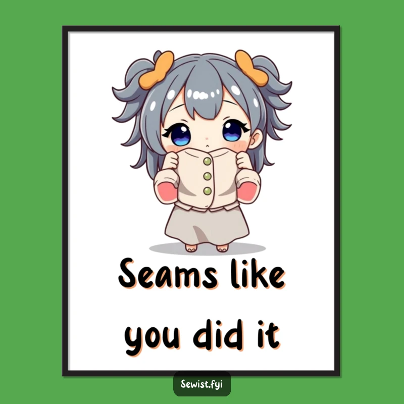 Free Printable Wall Art: Funny Sewing Character, DIY Downloadable Decor for Creatives