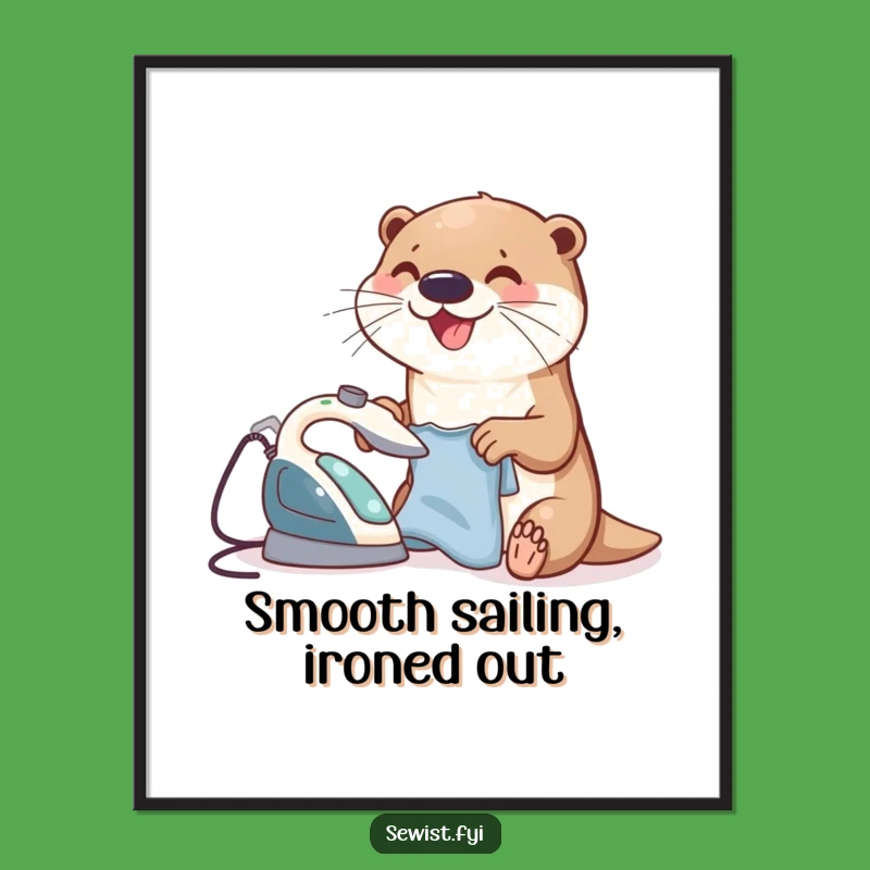 Free Printable Otter Art: Funny Ironing Scene Downloadable Wall Decor