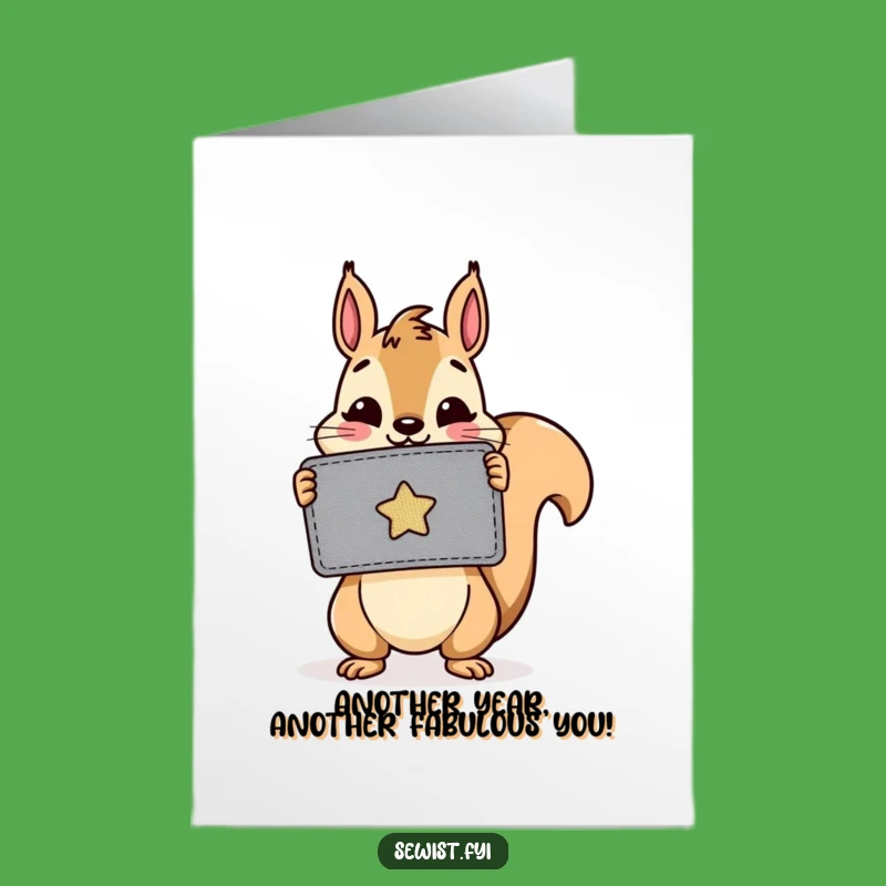 Free Printable Birthday Card: Cheerful Squirrel Crafter