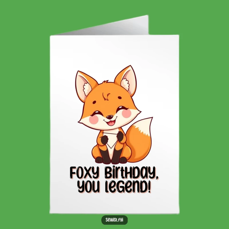 Free Printable Birthday Card: Fox Stitching Patch Funny Downloadable Gift