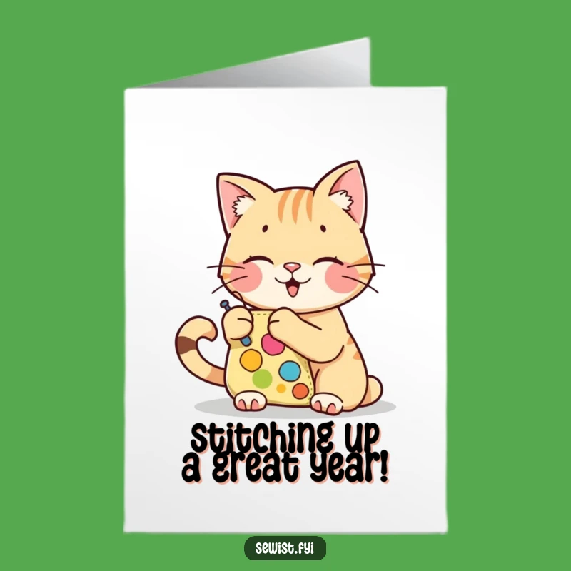 Free Printable Birthday Card: Crafty Cat Stitching Patch - Fun Downloadable Gift