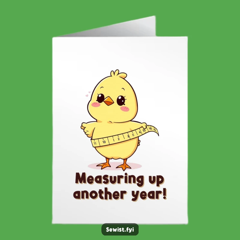 Free Printable Birthday Card: Curious Chick Measuring Fun, LOL Downloadable Gift