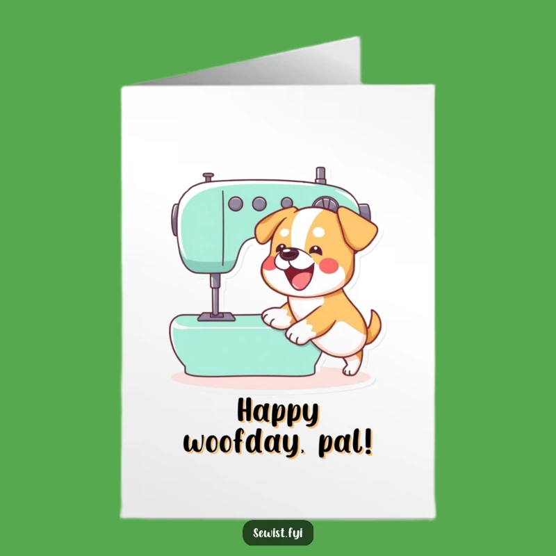 Free Printable Dog Birthday Card: Funny Downloadable Sewing Machine Gift