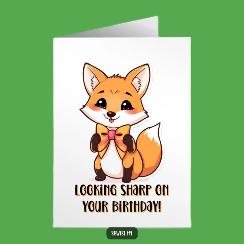 Free Printable Fox Birthday Card: Dapper Bow Tie Animal Downloadable Gift