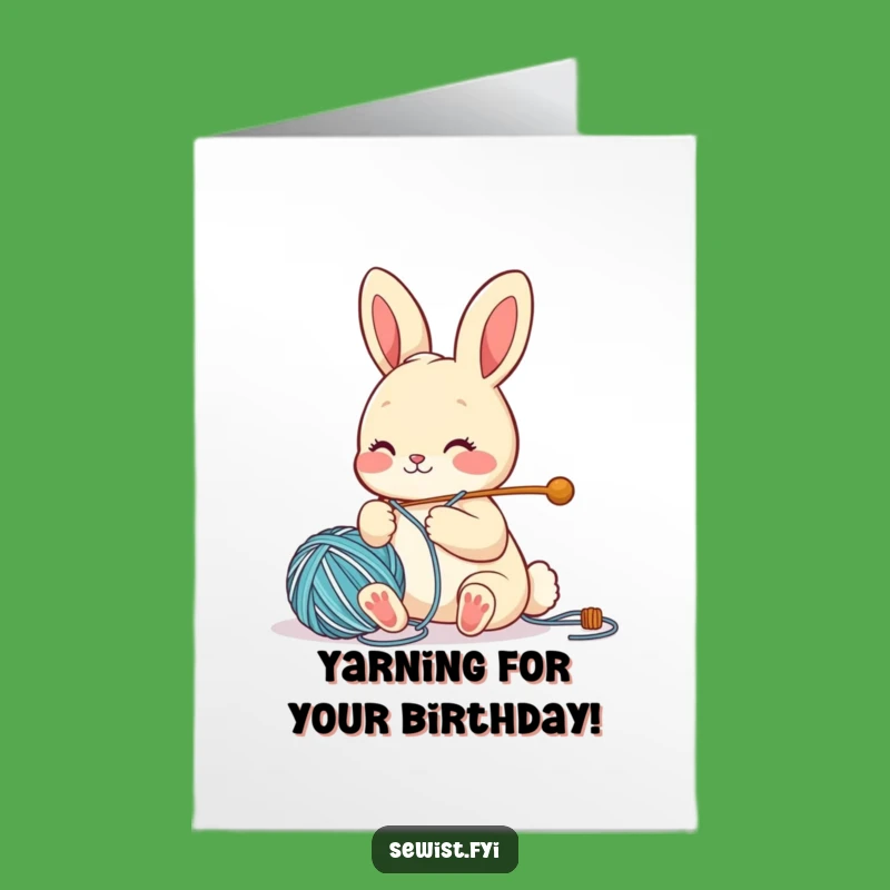 Free Printable Funny Birthday Card: Cute Bunny Sewing Joyful Gift