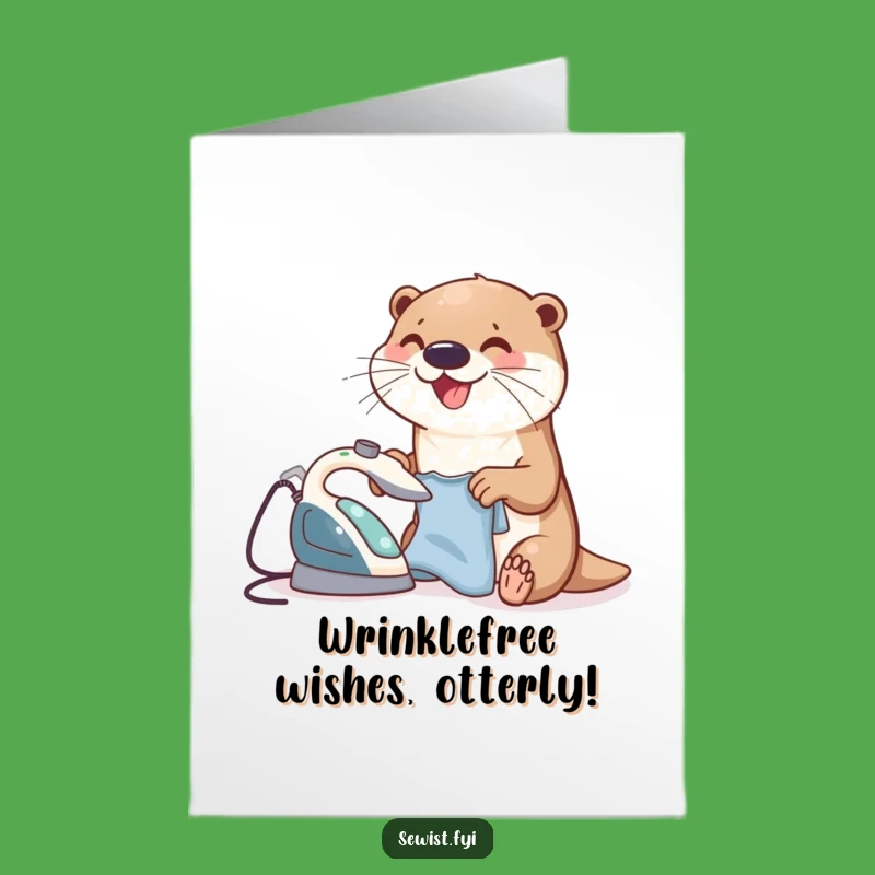 Free Printable Otter Birthday Card: Funny Ironing Design Downloadable Gift
