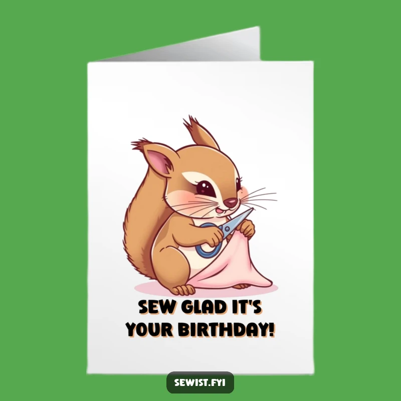 Free Printable Funny Birthday Card: Determined Squirrel Crafter, Perfect DIY Downloadable Gift