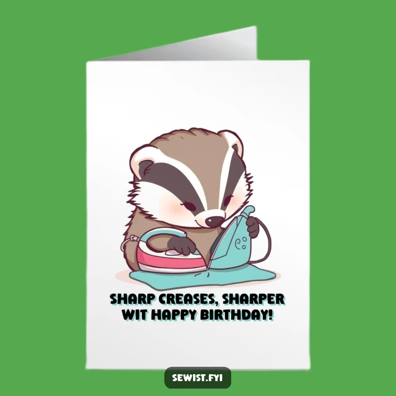 Free Printable Birthday Card: Funny Badger Ironing, Perfect DIY Downloadable Gift
