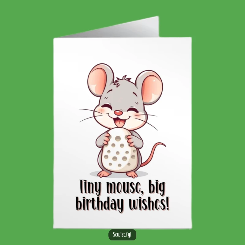 Free Printable Funny Birthday Card: Mouse Thimble Smile, Joyful Gift