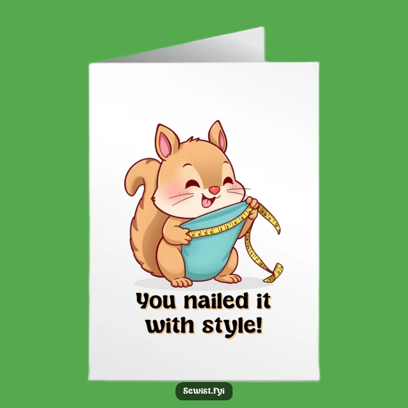 Free Printable Congrats Card: Amusing Squirrel Seamster Downloadable Gift