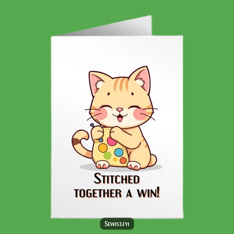 Free Printable Congrats Card: Cat's Patchwork of Success - Downloadable