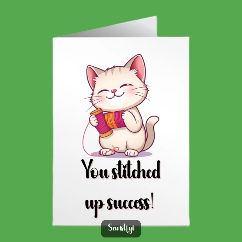 Free Printable Congrats Card: Cat Stitches Success, Funny Downloadable Gift
