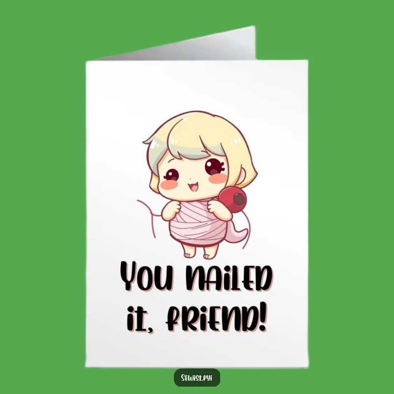 Free Printable Congrats Card: Cheerful Bobbin Winder - Downloadable Celebration Gift