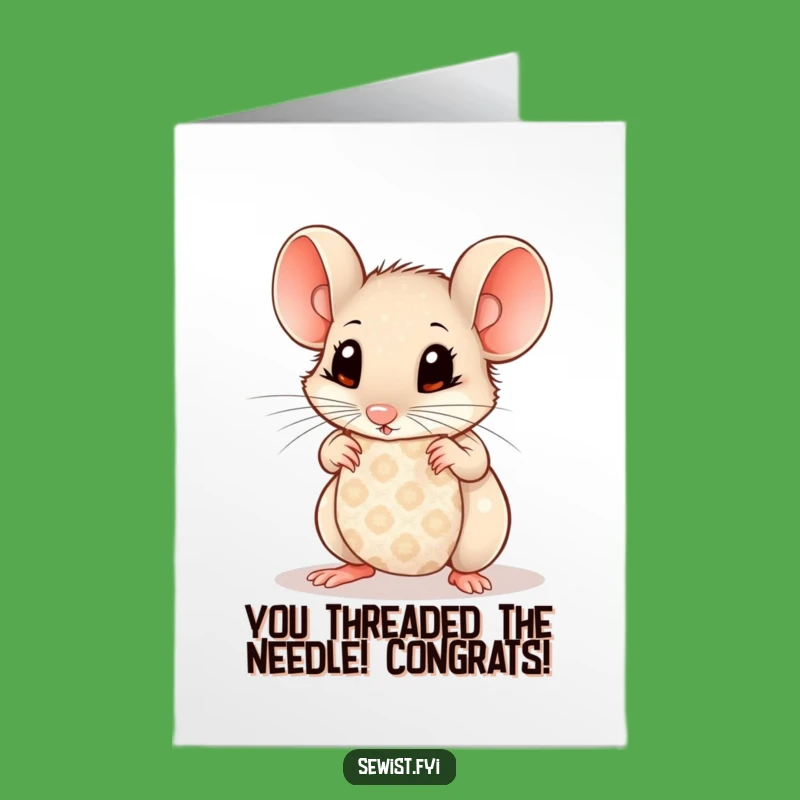 Free Printable Congrats Card: Curious Mouse Fabric Explore, Humorous Downloadable Gem