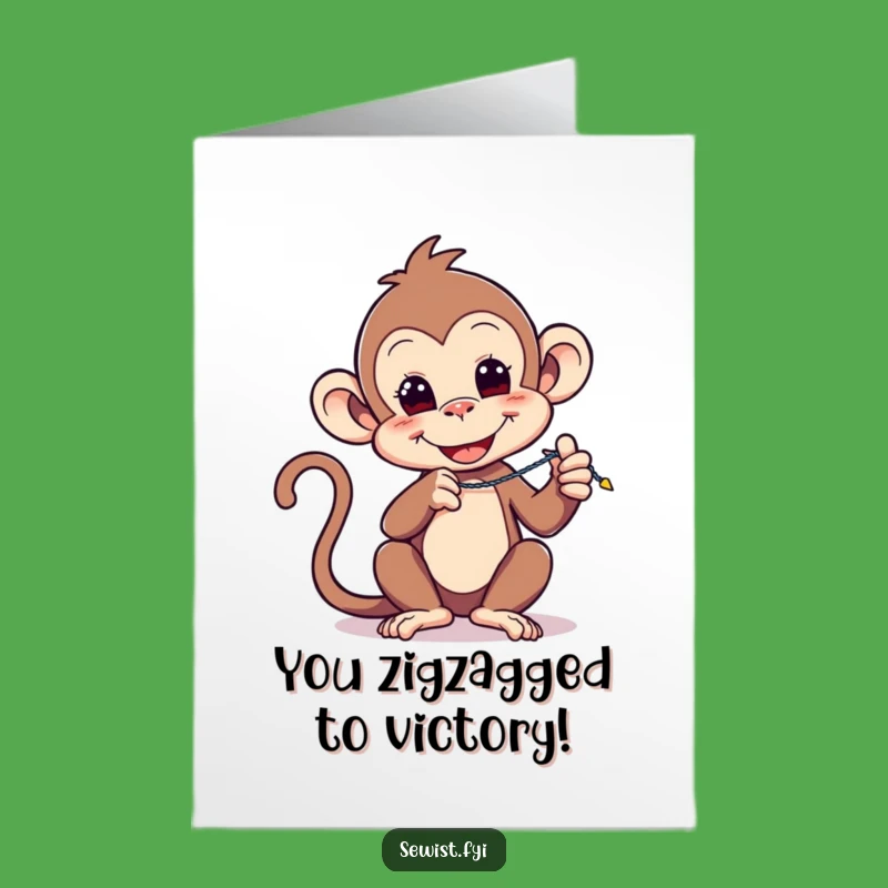 Free Printable Congrats Card: Monkey's Sewing Skills